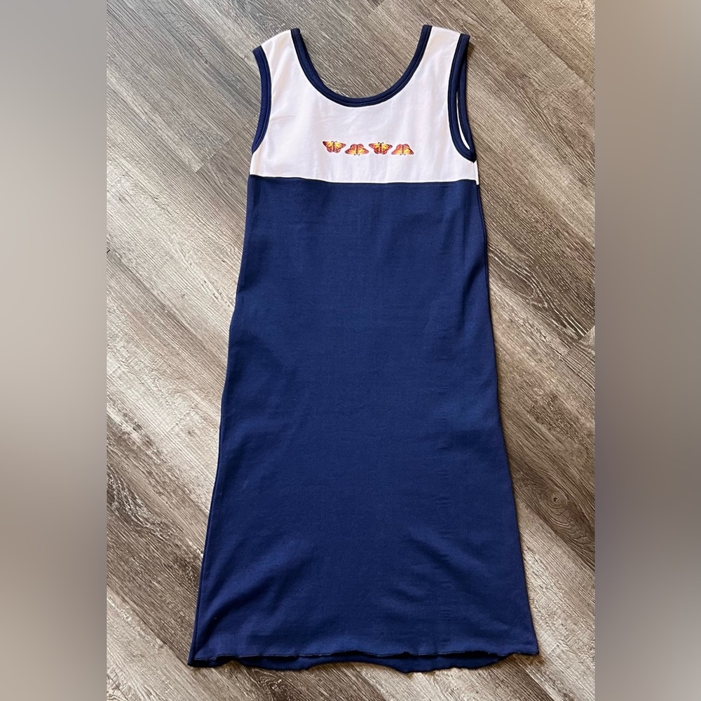 Vintage Navy and White Maxi Dress